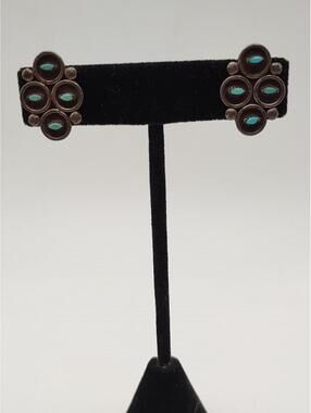 925 Sterling Turquoise Color Cluster Clip Earrings